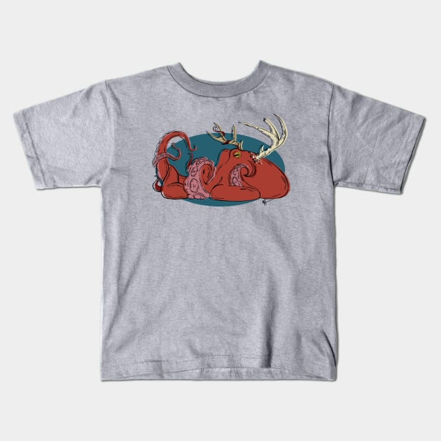 Octopus King Kids T-Shirt by randamuART